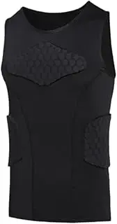 [Dickly] Mens Padded Vest Sleeveless Shirt Compression Vest Protective Gear for Adults Football