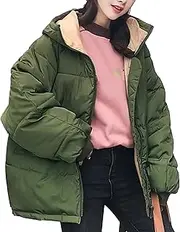 [Generic] Womens' Puffer Coat with Pockets Travel Casual Winter Coats Lightweight Sweatshirt Zip Jacket Windproof