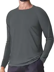[KINSWT] Men's UPF 50+ Rash Guard Long Sleeve Sun Protection Running Shirts Quick Dry Workout Fishing Swim T-Shirts