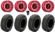 Fuel Rincon Bdlk 15" Wheels Red 28" Crawler XG Tires Polaris RZR XP 1K / PRO XP