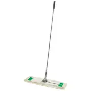 Dry Floor Care Dust Mop Set Head Frame 60 Inch Handle Cotton White 24x5 Inch