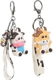 [LIFKOME] 4 Pcs Couple Keyring Cow Tag Charm Key Ring Pendant Car Key Chain Cute Key Chains Cow Car Purse Holder for Car Cattle Keychain Car Key Holder Couple Key Chain Lovers Pvc Set