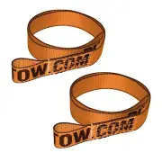 Two (2x) 2" X 10 ft Orange Lasso Straps w/ Loops Tie Down Cinch Axle Wheel Tire