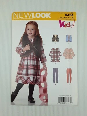 New Look Sewing Pattern 6424 Girls Dress Vest Leggings Pattern Size 3-8 NEW