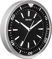 Seiko 14 Inch Watch Face Inch Wall Clock, Black & Silver Tone with Quiet Sweep