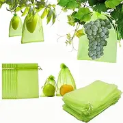 50Pcs Fruit Protect Bags, Reusable Mesh Garden Netting Protection Bag, Netting Bags for Fruit Trees Plants Vegetables to Protect from Pest Birds, Fruit Cover Mesh Bag with Drawstring,(20x30cm)