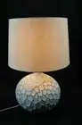 59cm White Polyresin Cork Bedside Table Desk Corded Lamp with Cream Lamp Shade