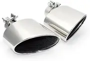 Oval Exhaust Tip For Compatible FOR A3 A4 A5 A6 A7 Up To RS3 RS4 RS5 RS6 RS7 Look TailPipe Nozzle Exhaust System Muffler Tip(Silver)