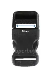 16mm Black Plastic Side Quick Release Buckle Clip – Belt Strap Backpack Bag RE
