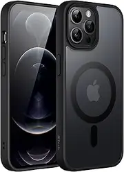 JETech Magnetic Case for iPhone 12 Pro Max 6.7-Inch Compatible with MagSafe, Translucent Matte Back Slim Shockproof Phone Cover (Black)