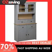 Highboard Grey Solid Pine 93x40.5x180 cm Storage Cabinet Unique Design 2701