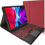 Keyboard Case for iPad Pro 12.9" 2017 2015 (Old Model, 2nd & 1st Generation) with Touchpad, 7 Color Backlit, Built-in Pencil Holder, Magnetically Detachable Wireless Bluetooth Keyboard,Red