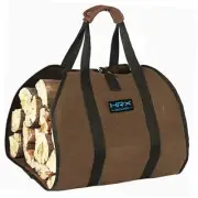 Waxed Canvas Firewood Bag Carrier, Water Resistant Wood Carrying Bag Brown