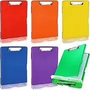 Crtiin 6 Pcs Plastic Clipboard with Storage Colored A4 Nursing Holder Heavy Duty Waterproof Storage Clipboard Folder for Office School (Bright)