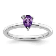 Sterling Silver Rhodium-plated Polished Pear Amethyst u0026 White Topaz Ring