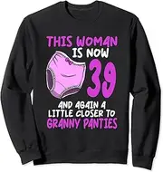 [X.Style] Women Birthday Closer to Granny Panties 39th Girls Birthday Sweatshirt ds2237 Sweater (3XL) Black