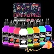 Fantastory Halloween Glow in the Dark Colour 8 x 24 ml, Neon Colour, Black Light Paint, Ideal for Detailed Work; Stones, Canvases, Adults, Party Clothing; Fluorescent Acrylic Paint Set