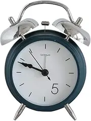 Mantel Clock Small Alarm Bell Bedroom Bedside Silent Clock 16x11cm Aqiong