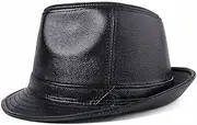 [HAMKVBPR] Men's Leather Hat Leather Hat Gentleman Hat Men's Leather Cap Casual Hat Autumn and Winter(X-Large)