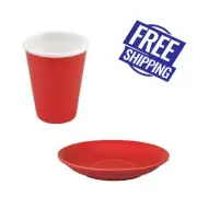 6x Latte Cup & Saucer Rosso Red 200mL Bevande Coffee Cups Hot Chocolate Drink