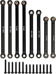 8Pcs RC Car Rods, Aluminum Alloy Metal Rods, Adjustable Length Push Rods, Turnbuckle Rod Replacments, Anti Slipy Durable Rods Parts, Small Lightweight Linkage Accessories for 1/8 RC Truggy Bug(Black)