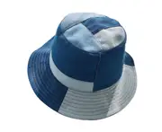 C77 Summer Flat Top Stitching Cowboy Fisherman Hat Spring and Summer Retro Basin Hat Vacation Travel Hat for Men and Women