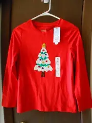 NWT GIRLS CAT & JACK LONG SLEEVE RED FLIP SEQUINS CHRISTMAS T-SHIRT SIZE XL(14)