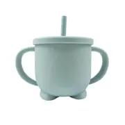 Silicone Non-spill Sippy Straw Cup First Stage - Light Blue