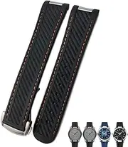 [BANDKIT] 20mm Rubber Silicone Watch Strap Fit For Omega Seamaster 300 AT150 Aqua Terra Ultra Light 8900 Steel Buckle Watchband Bracelets