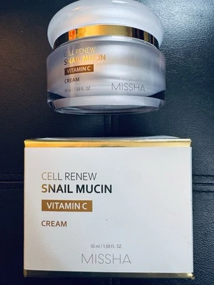 Missha Cell Renew Snail Mucin Vitamin C Cream K-Beauty 1.69oz Full Size - USA