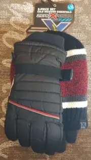 Zero Xposur Two-piece Hat/glove Set. Sz L/XL Youth. Blk/wh/Red. NWT. B27