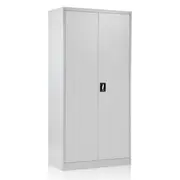 2 Door Office File Locker Steel Storage Cabinet Grey White 180cm
