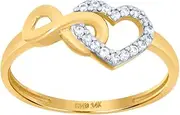 [JewelryWeb] 14k Two tone Gold Womens CZ Simulated Diamond Love Heart Infinity Symbol Ring 8.1mm Long Statement-Ring for Women