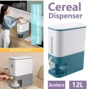 Rice Cereal Dispenser 12KG Grain Container Auto Food Storage Box Measuring Cup