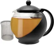 Primula Half Moon Teapot with Removable Infuser, Glass Tea 40-Ounce, Black