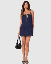 EDIKTED Womens Whimsy Ribbon Mini Dress NAVY