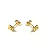 Sterling Silver 18 Karat Gold Overlay Greek Key Stud Earrings