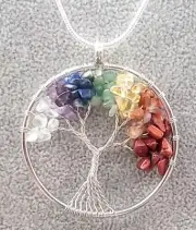 Multi Color Gemstone Tree of Life Necklace