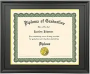 LTYHHK 12x16 Diploma Frame Solid Wood Black, Displays 12x16 Diplomas with Black Over Gold Mat or 16x20 Inch Without Mat, Degree Frame 12x16 Diploma Frame 12x16 Certificate Frames (L23B1620BG1216)