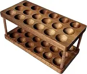 Wooden Egg Holder for Worktop | Solid Wood Egg Holder for Storage - Egg Container for Counter Top - Large Capacity Space Saving Egg Basket for Top
