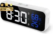Digital Alarm Clock Mirror LED with Voice Control Dual Alarms USB-C for Bedroom