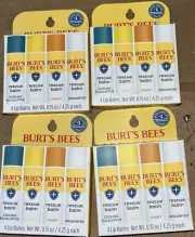 4 pack) Burt's Bees 100% Natural Rescue Lip Balm Cooling Eucalyptus Lemon Honey