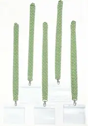 Bulk Green chevron lanyard with Zipper Clear Horizontal badge holder (5 packs)