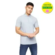 Crosshatch Telepart Smart Casual Breathable Comfort Zip Polo Mens Blue