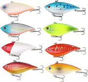 Baxnore 8PCS Floating Fishing Lure, 11 g 7 cm Hard Bait, Steel Ball Balance System, Saltwater Freshwater Crankbait, Swimbait with Tempered Hooks Eyes for Bass Trout