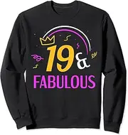 [X.Style] 19 and Fabulous Birthday Age Years Party Old Nineteen 19Th Sweatshirt ds000 Sweater (XL) Black
