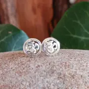 Om 925 Sterling Silver Ear Studs | Small | Spiritual Yoga Jewelry