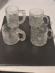 4 1995 CRYSTAL GLASS MCDONALD'S BATMAN FOREVER BATMAN,TWO FACE,2 RIDDLER, DC NEW