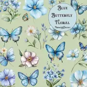 Junk Journal Supplies Blue Butterfly Floral Ephemera Set, Die Cuts, Scrapbooking