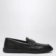 [Dolce & Gabbana] Black leather loafers with DG logo 41,5 IT Black
